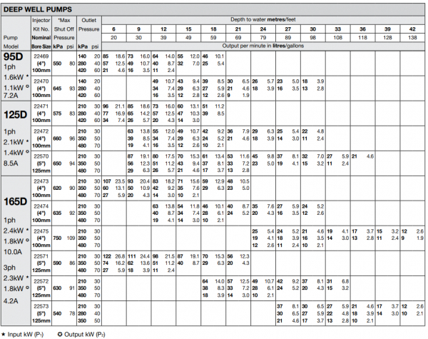 Cool Tech Pumps - 165D Deep Well Pressure Pump - no injector - 1.8kW ...