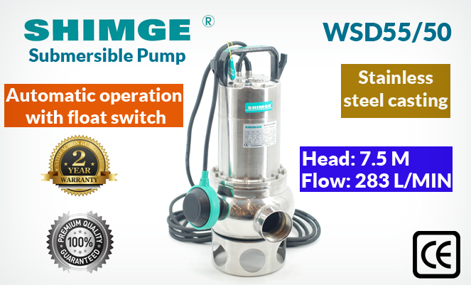 Shimge All Stainless Steel Submersible Sewage Pump Wsd55 50 Top Quality