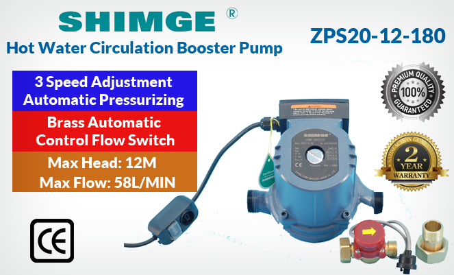 Shimge 3 Speed Automatic Pressurizing Hot Water Circulation Pump Zps20
