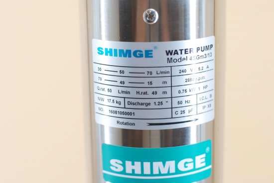 Shimge 1hp Stainless Steel Bore Water Pump Deep Well 4 Upto 96mhead